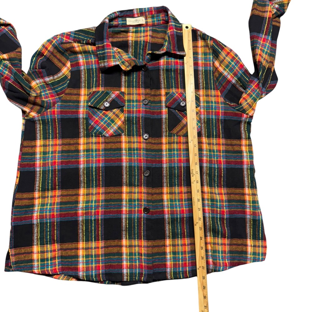 Natural Life Flannel Shirt Sz L Black Multicolor Button Up Long Sleeve Outdoors - Picture 8 of 12
